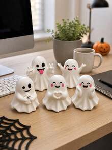 Cute Ghost Mini Figurine, Mini Spooky Desktop Decor, Halloween Party Table Decoration, Halloween Tiered Tray Decor, Ghost Lover Gift, Car Dashboard Decor, Office Desk Decor, Unique Halloween Gift Choice - Various - View 2