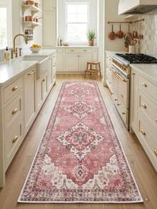 1PC Vintage Oriental Badge Bohemian Style Long Runner Rug, Soft And Durable Fabric With Non-Slip Backing, Easy To Clean Floor Mat, Suitable For Bedroom, Hallway, Entrance, Kitchen, Living Room, Perfect For Daily Home Decor, Housewarming Gift And Holiday Home Decoration - Multicolor - View 1