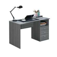 Classic Computer Desk With Multiple Drawers, - Grey + Particle Board - View 3