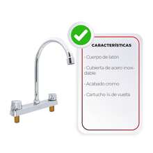IUSA Primo Esencial Mezcladora para Cocina 8" Cuello Curvo Acabado Cromado - Plateado - Ver 5