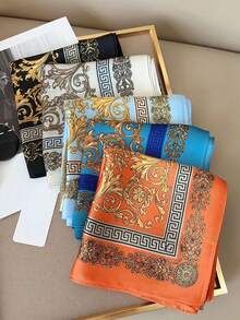 1PC Men's Casual Vintage Floral Geometric Print Bohemian Style Square Scarf Headwrap Suitable For Dating, Travel, Vacation Matching - Multicolor - View 1