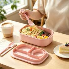 1pc Bento Box With Utensils, Microwave Adult Lunch Box, Compartment Food Storage Container, Insulated Bento Lunch Bag, Stackable Lunch Box With Sauce Cup, Suitable For Students Back To School, Birthday Gift, Christmas Gift - View 5