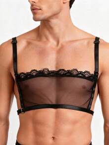1pc Men's Sexy Lingerie Accessory Cosplay Prop Body Decoration Waist Belt Sexy Ornament - Black - View 3