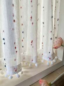 1pc Rod Pocket Cream Style Candy Gauze Cute Linen Sheer Curtain Childlike Window Curtain Short Sheer - Multicolor - View 7