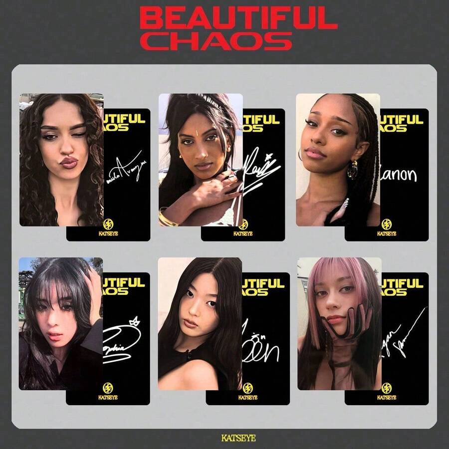 6pcs KATSEYE Beautiful Chaos Idol Photo Cards, Global Girl Group Star Photo Card Collection Set, High-Definition Printed Star Merchandise Collectible Postcards Fan Gift: - Multicolor - View 1