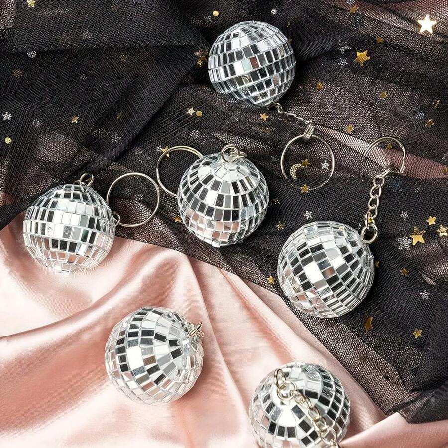 Disco Ball Keychain, Mini Silver Disco Ball Key Ring, Party Gift Decoration, 1970s Party Gift, Shiny Music Theme With Lobster Clasp, Suitable For Christmas Tree Ornament, Bag Pendant, Christmas, Halloween - View 1