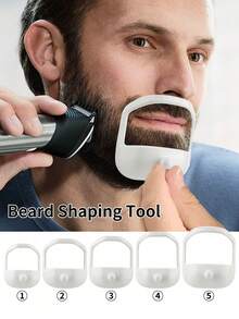 5pcs Men's Beard Styling Tool Set, ABS Material Goat Beard Styling Template, Can Draw Various Beard Styles Such As Curved Or Straight Sideburns, Goat Beard, Etc., Time-Saving Beard Trimming Kit - Multicolor - View 5