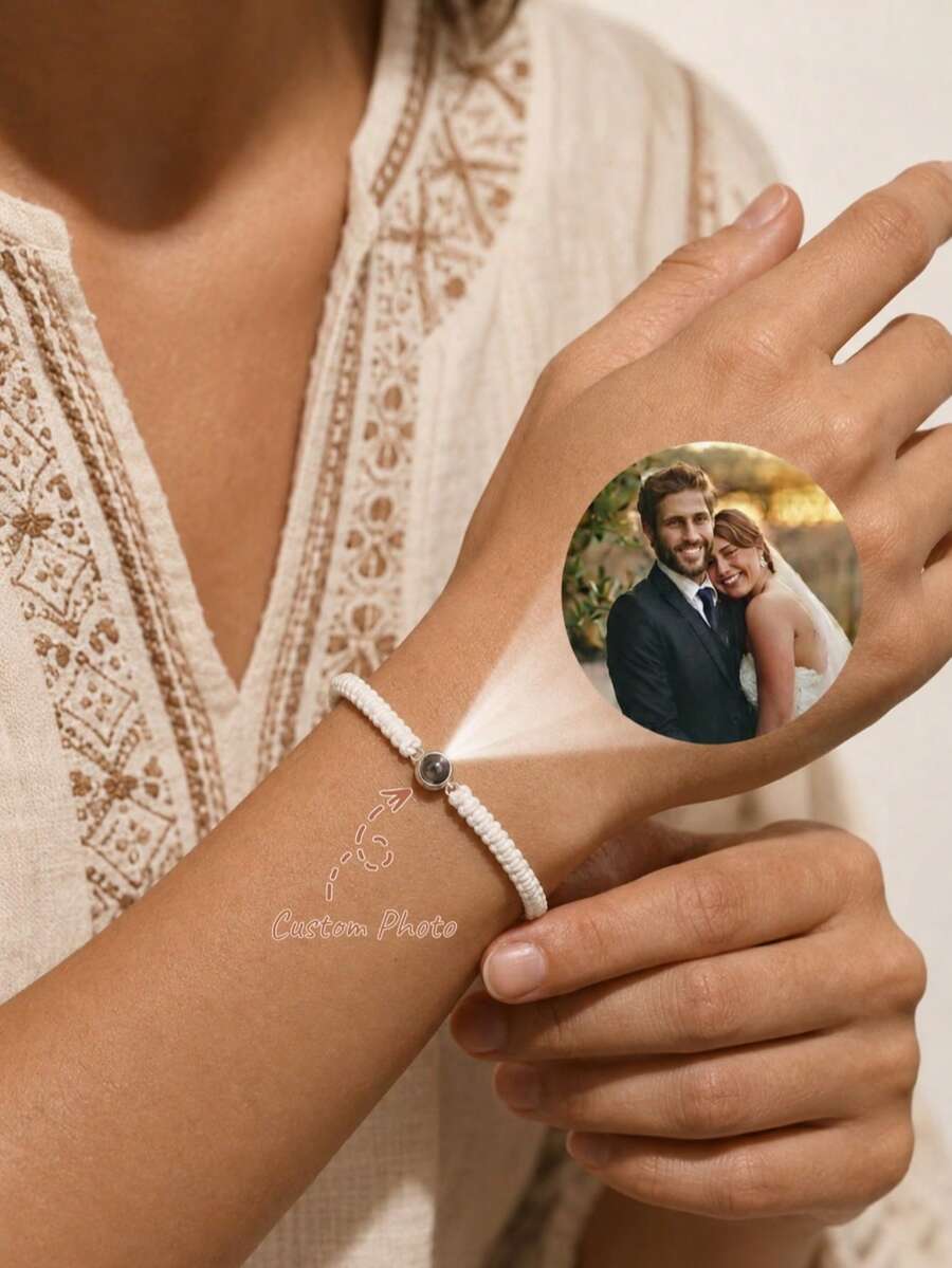 1 Buah Gelang Proyeksi Foto yang Dapat Disesuaikan, Gelang Proyeksi Kepang yang Dapat Disesuaikan, Foto Potret Pasangan yang Dipersonalisasi, Gelang Proyeksi Foto Pribadi yang Dapat Disesuaikan, Gelang Tali Kepang dengan Pola, Gelang Pasangan Unisex yang Dapat Disesuaikan, Gelang Unisex Minimalis yang Dapat Disesuaikan, Hadiah Hari Ayah, Hadiah Ulang Tahun untuk Dia dan Dia - Gelang proyeksi tenun khusus - View 1