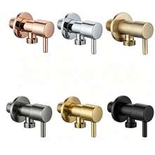 304 Stainless Steel Single Handle Shut-Off Valve, Copper-Free Design, Black, Bronze, Gold Plated Options, Corrosion-Resistant Water Control Valve, Suitable For US And EU Plumbing, Applicable For Bathroom And Industrial Use - Multicolor - View 2
