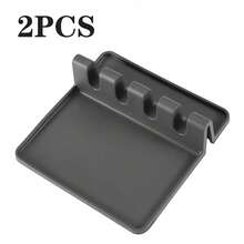 1pc Silicone Kitchen Utensil Holder With Drip Pad, Suitable For Various Utensils, Heat Resistant Spoon Rest, Applicable For Stove, Kitchen Utensil Rack For Holding Ladles And Tongs - Multicolor - View 16