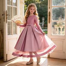 Girls Long Waist-Cinching Formal Dress, Multi-Layer Flower Girl Gown, Princess Dress For Wedding, Graduation Ceremony, All Seasons - Pink - View 1