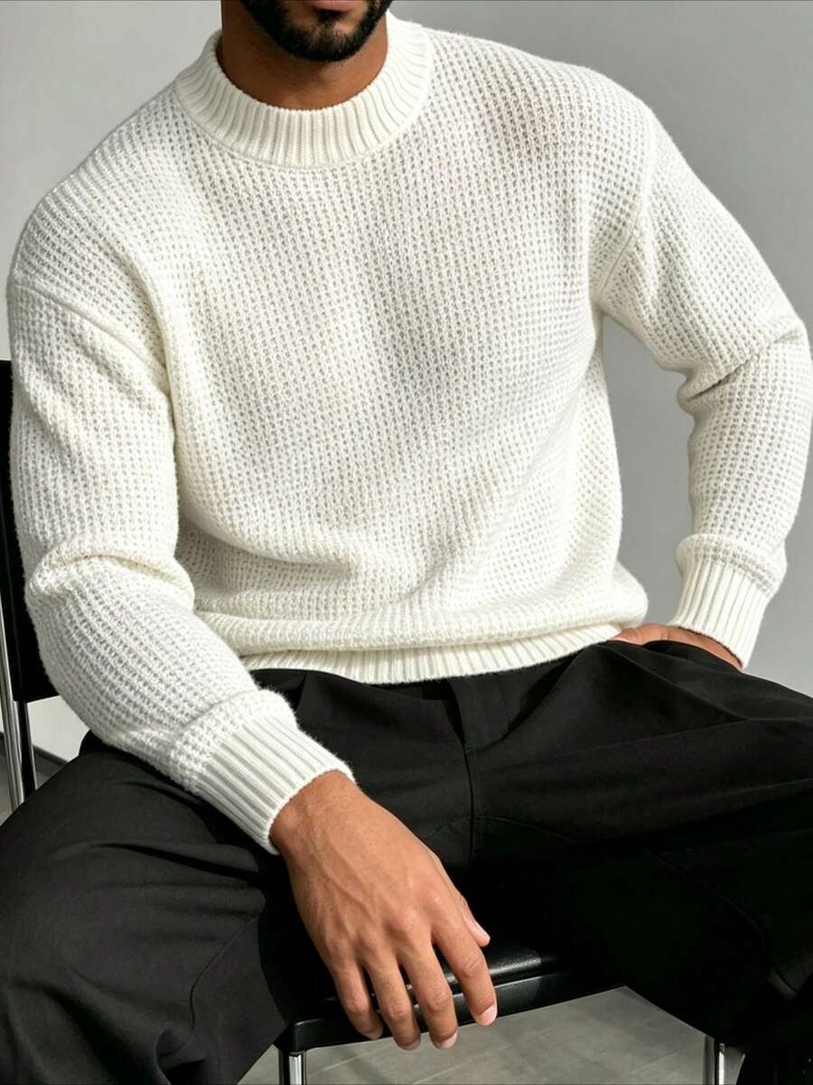 ZYNTH BALENO Men's Fashion 7-Gauge Jacquard Half-High Neck Long Sleeve Sweater, Suitable For Gym Workout Sports - Apricot - View 1