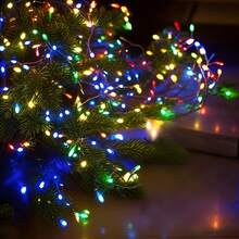 Christmas Decor LED Fairy String Lights 8 Twinkle Modes Battery Operated Warm Lighting For Home Party, Batteries Not Included - Dark Green - View 5
