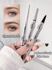Single-Axis Waterproof Long-Lasting Smudge-Proof Dual-Component Liquid Eyebrow Pencil, Smooth Natural Color Application, Defined Strands, Suitable For Beginners To Create Realistic Wild Eyebrows - Multicolor - View 7