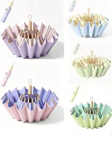 Multi-Rib Folding Umbrella, Small Size, Portable Windproof Travel Folding Umbrella, Portable Rain Umbrella, Lightweight Handheld Umbrella, Practical Commuting Accessory, Suitable For Outdoor Activities, Daily Outings And Short Trips - Multicolor - View 10
