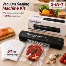 FAXHION Vacuum Sealing Machine Set, 51 Sealing Bags, Food Preservation And Storage, Automatic Vacuum Sealing And Plastic Sealing Functions, Dual-Mode Operation, Easy Button Operation, Suitable For Home Kitchen, Vacuum Packaging Tool, Christmas Gift - Multicolor - View 11
