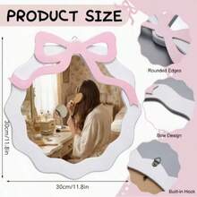BrightRow Bohemian Style Pink Frame Bow Wall Mirror - U-Shaped Horizontal Decorative Mirror, Suitable For Bedroom, Living Room, Vanity, Dorm, Office, Asymmetrical Shape Fits Narrow Spaces - 1PC - View 2