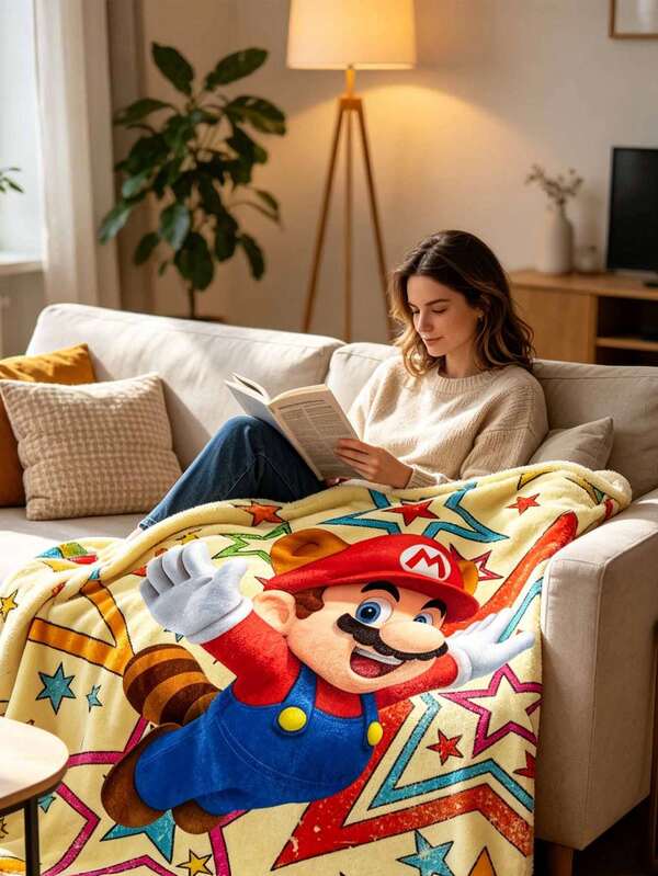 asmodee Selimut Plush Bertema Game Mario. Tersedia 4 Pola Berbeda. Cocok sebagai selimut nyaman untuk sofa Anda saat tidur siang, atau selimut dekoratif untuk bersantai. Sesuai untuk Natal, Halloween, dan berbagai festival. Merupakan barang dekorasi rumah yang bagus.