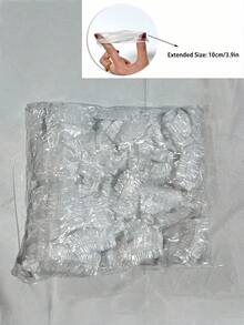 200入/100入 加大尺寸 10cm/3.9in 嬰兒透明一次性耳塞 彈性透明洗澡耳塞 新生兒必需品 沐浴 嬰兒洗澡 游泳耳塞 適合兒童與青少年 請參考 SKU 圖片下單，即為實際商品照片 - 無色 - 查看 11
