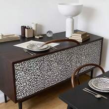 1 rulle personlig vit leopardmönstrad DIY vattentät fläckavvisande lättstädad självhäftande tapet/väggklister, lämplig för skåp, bord, stolar, rumsbakgrund och hemrenovering - leopardtryck - Visa 7