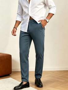 Men's Business Formal Trousers, Suitable For All Seasons, Machine Washable, Straight Leg Style, Suitable For Holidays, Daily Wear, Commuting, Events, Weddings And Other Occasions - Light Grey - View 2