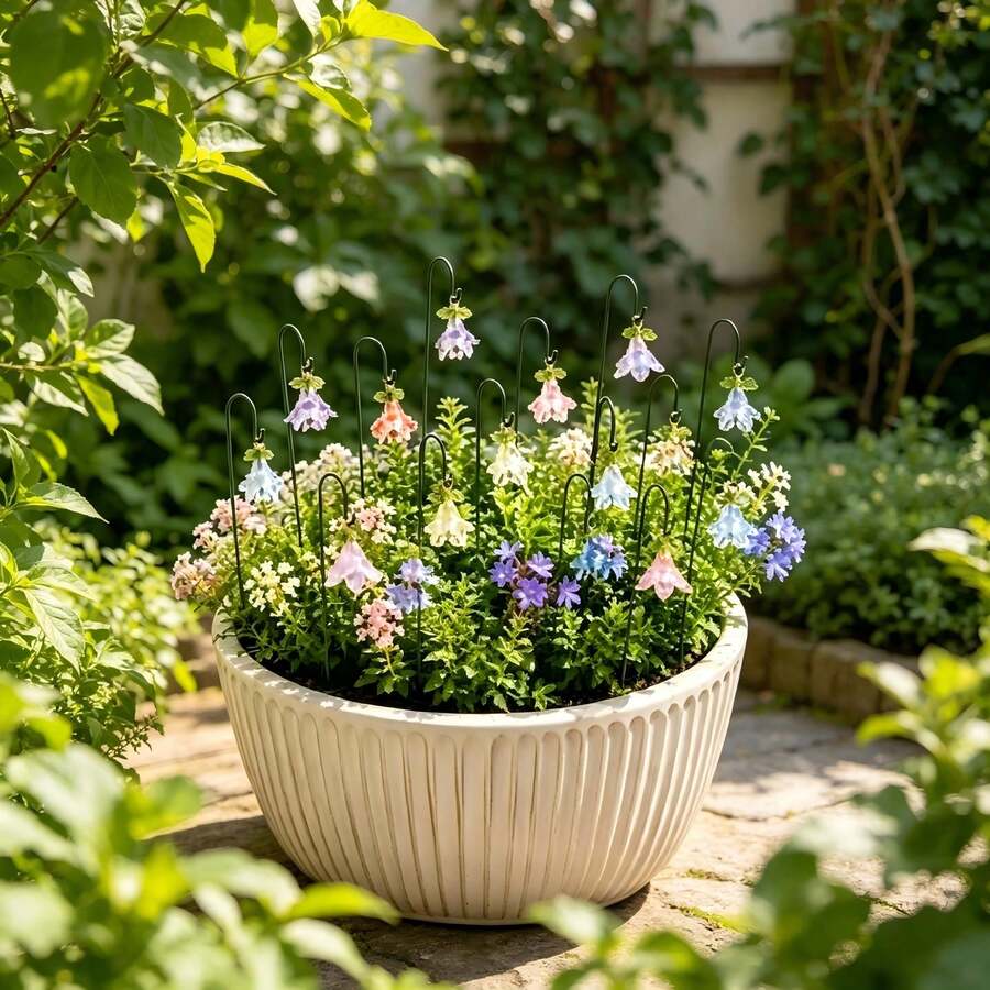 5-Piece/15-Piece Artificial Lily Of The Valley Garden Decoration Stakes (Assorted Colours) - Sparkling Miniature Landscape Bonsai Decorations - Outdoor Potted Plant Decorations And Festive Decorations - Assorted Colors, 5 Pieces - View 1