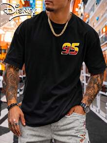 Disney Rayo McQueen numero 95 llamas playeras de hombre algodón, estilo casual Y2K, manga corta, cuello redondo, diseño unisex, Apto para el uso diario informal y como regalo - Negro - Ver 2