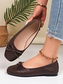 Women's Summer New Fashion Flat Shoes, Hollow-Out Buckle Design, Comfortable Wear, Suitable For Travel, …Vacation, Mother's Day,Ballet Flat - Brown - View 7