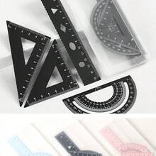 4-Piece Metal Ruler Set, Includes Straight Ruler, Triangle Ruler, Protractor, Specialized For Measuring And Drawing, Ideal For School, Office And Woodworking, Multi-Functional, Resistant To Bending, Clear Markings, Rounded Edges For - Multi-color - View 4