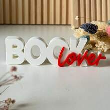 5 Inch Book Decor, Modern Minimalist Bookshelf Accessory, 3D Plastic Letter Sculpture Ornament, Suitable For Home Office Desk, Cute Gift For Book Lovers, Suitable For Bookworms, Librarians, Teachers (Black/Pink/Red), Aesthetic Home - A - View 9