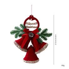 Christmas Red Cute Exquisite Bell Nordic Style Flocked Bow Hanging Ornament, Christmas Window Hanging Decoration - Red - View 20