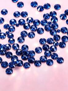 Sapphire Blue Flat Back Rhinestones, Multi-Size Round Crystal Hot-Fix Rhinestones, Shiny Adhesive Rhinestones, Suitable For Nail Art, Phone Cases, Shoes, Clothing, Handmade DIY Decoration - Sapphire Blue - View 1