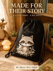 Customized Wildlife Zoo Animal Name Drawstring Bag - Personalized Zoo Text Backpack, Suitable For Picnics, Unique Gift Bags, Can Be Used As Birthday Party, Baby Shower Gifts And Customized Birthday Presents - Multicolor - View 7