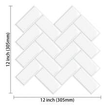 WalDecoo 4pcs/10pcs/20pcs 2mm Thick White Herringbone Pattern Self-Adhesive Wall Tiles, 3D Peel And Stick Wall Stickers, Waterproof Removable Wall Tile Decor For Kitchen Bathroom Walls - VP401 - View 3