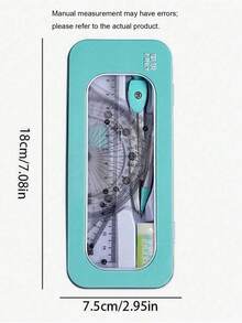 Transparent Storage Box/7-Piece Compass Set - Includes A Protractor And Ruler For Precise Geometric Drawing, As Well As A Triangle Ruler And A Complete Stationery Set. Multi-Functional Exam And Study Stationery Bag. Back To School. - C - View 5