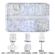 146/340pcs Soft Silicone Ear Backs, 6-Compartment Storage Box With 6 Styles, Replaceable Rubber Earring Backs For Hook Earrings - Earplugs - View 4