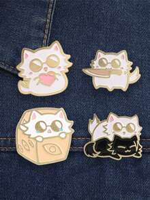 1pc Cute Fashion Cat Glasses Enamel Brooch, Lapel Pin For Clothes And Backpack, Unisex Daily Accessory, Holiday Gift - Multicolor - View 5