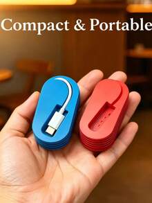 Portable Cable Winder, Desktop & Travel Cable Organizer, Compact Reusable Charging Cable And Earphone Storage Holder, Compatible With Apple 39.37 Inch USB-C Cables - Multicolor - View 2