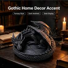 3D Printed Dragon Figurine Storage - Gothic Dark Fantasy - Dragon Statue - Key & Coin Holder - Unique Desktop Decor - Decorative Ornament - Gothic Style - Dragon Lover - Vintage Black Dragon - Realistic Texture - Multicolor - View 6