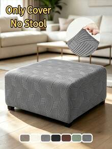 1pc Elastic Ottoman Footstool Cover, Solid Color All-Season Removable Footstool Seat Cover, Suitable For Living Room, Hotel - Multicolor - View 1