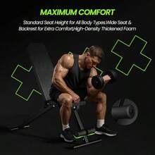 Free Shipping Adjustable Weight Bench For Home Gym, Foldable Workout Bench For Full Body Fitness Dumbbell Exercise, 600LBS Incline Decline Flat Bench With Resistance Bands For Strength Training - Black - View 4