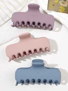3 piezas de pinzas para el cabello rectangulares extra grandes de color mate Morandi rosa, azul y púrpura, estilo bohemio minimalista, accesorio para peinado sencillo de playa y - Multicolor - Ver 4