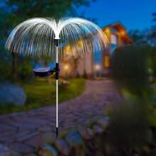 Solar 7 Color Shifting Fiber Optic Fountain Stake Lights, Magical Blooming Jellyfish LED Lamp, Waterproof Outdoor Light, Enchanted Garden Lawn Fantasy Landscape Decoration - Jellyfish - View 5