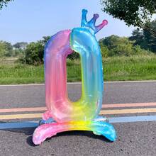 32 Inch Rainbow Gradient Self-Standing Number Balloons 0-9, Perfect Decoration For Birthday Parties, Anniversaries, Weddings, Christmas And Other Outdoor Occasions - Multicolor - View 14