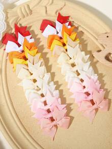 24pcs Full Color Ribbed Bow Hair Clips, Minimalist Gentle Non-Damaging Hair Accessories, Daily Atmospheric Headwear - Mixed color - View 14