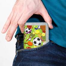 Sports Wallet, Football Basketball Badminton Combination Pattern Style, Ultra-Thin Tri-Fold Wallet, Coin Purse With ID Holder And Zipper Pocket, Ideal Gift Choice, Back To School, Birthday Gift - Multicolor - View 5