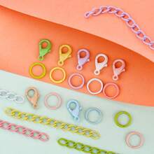 200pcs/Box DIY Keychain Accessories Making Kit, Random Mixed Colors, Includes 50pcs Lobster Clasps, 50pcs 4-Section Extension Chains, 100pcs Jump Rings, Zinc Alloy Spring Clasps, Bead Connectors, Suitable For DIY Dolls, Plushies, Keychains, Bag Charms, Key Chains, Portable Hook Accessories Making Materials, DIY Keychain Accessories Making - Lobster Clasp & Jump Ring & Tail Chain - View 5