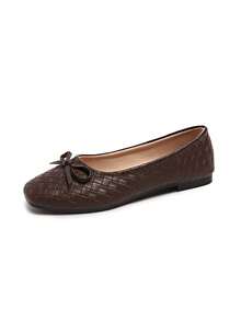 Women's Summer New Fashion Flat Shoes, Hollow-Out Buckle Design, Comfortable Wear, Suitable For Travel, …Vacation, Mother's Day,Ballet Flat - Brown - View 9