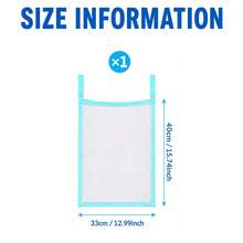 2pcs Poolside Mesh Storage Bags (1 Large White Trim Bag + 1 Small Blue Trim Bag), Hanging Pool Storage Bags, Swimming Pool Storage Bag Set, Toy Storage Organizer, Mesh Hanging Bag, Space-Saving, Easy To Clean, Multi-Functional Storage Hanging Bag With Bracket, Hook Mesh Bag, Toy & Float Storage, Say Goodbye To Clutter - Multicolor - View 10