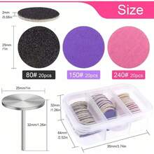 DeDryDS Sanding Paper Discs With Metal Nail Drill Bit Foot Sandpaper Discs 25mm Foot File Sandpaper Discs #80#150#240 Grits For Manicure Pedicure - Multicolor - View 4